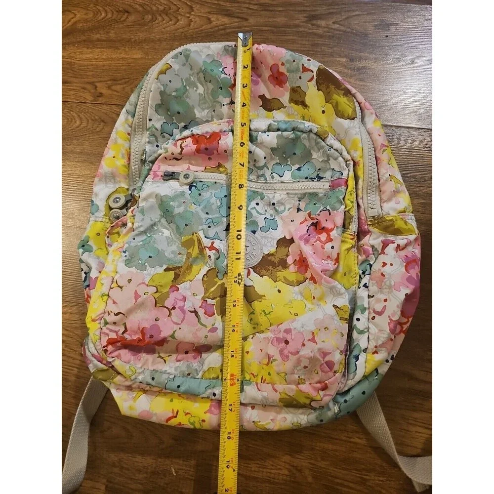 Kipling Printed Foldable Backpack Floral Flowers Large School Laptop Travel